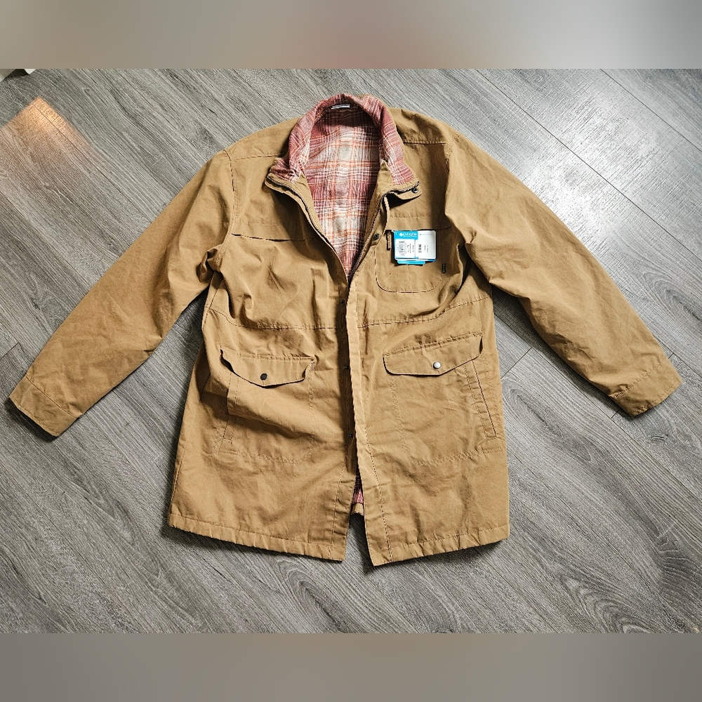 Columbia Flannel Lined Zip & Button Up Aston Lodge Water Resistant Coat NEW XL - Picture 2 of 14